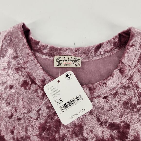 Free People Intimately Velvet Baby Tee Womens XS Pink Crew Neck Short Sleeve Top - Picture 5 of 10